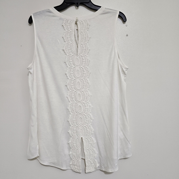 PALE SKY Quin Sleeveless Lace Crochet Flowy Boho Elegant Evening‎ Top L Ivory - Picture 11 of 14